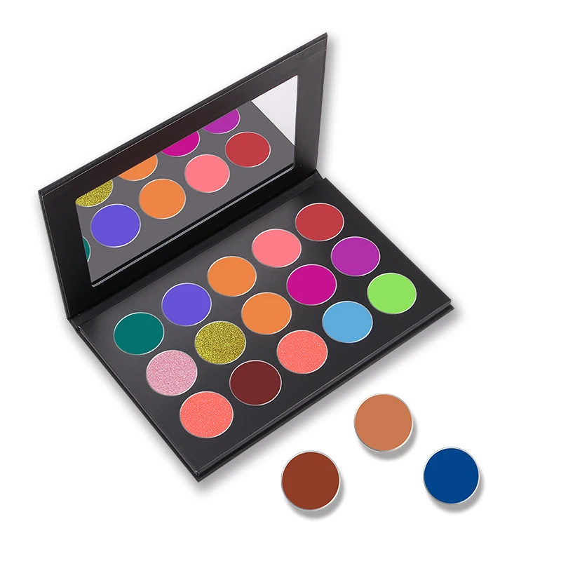 

New 15 Color Custom Private Label Pressed Glitter Cardboard Makeup Eyeshadow Palette Vegan Cosmetics