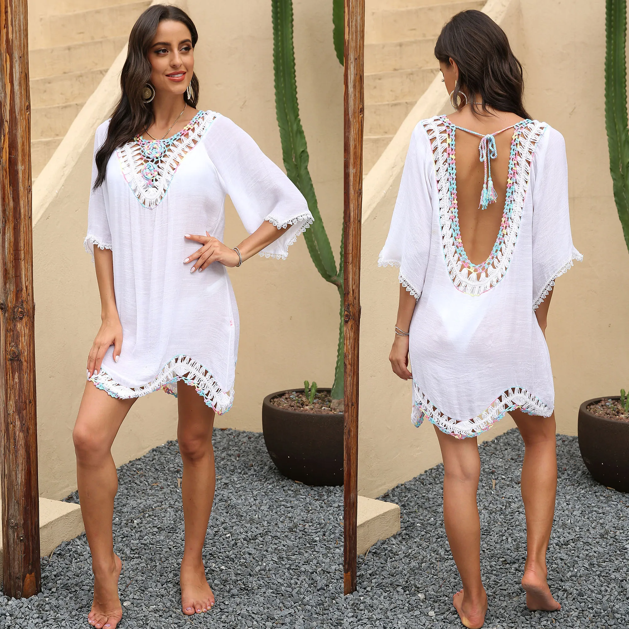 

Factory 2021 Womens Sexy Crochet Swimwear Cover Up Beachwear White Cover Ups Beach