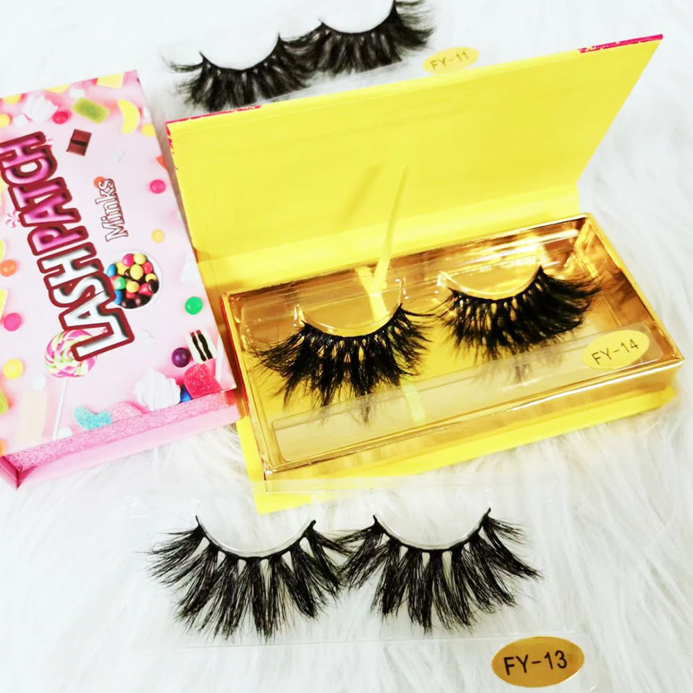 

wholesale mink eyelashes vendor 100% real 25mm mink custom eyelashes with lashbox