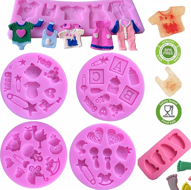 

Cute baby silicone fondant cake mold kitchen baking mold cake decorating tools ,gummy sugar chocolate candy mold, Pink