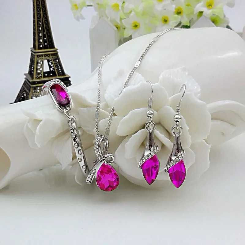 
necklace earring artificial simple light diamond necklace sets 
