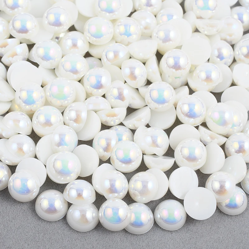 

Wholesale 2 3 4 5 6mm Ivory White AB Half Round Pearl Flatback Pearls Beads For Jewelry Craft Clothes Decoration, Ivory white ab/ 45 colors