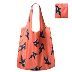 Eco-Friendly Extra Large Reusable Folding Tote Bag 210D Polyester Foldable Recycle Grocery Shopping Bag