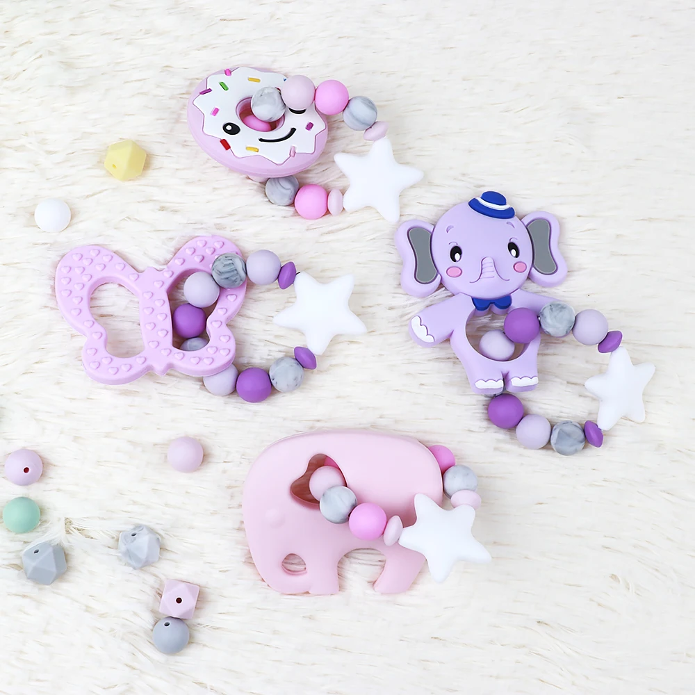 

Safety Rubber Food Grade Silicone Beads Teether Toys Gifts Baby Silicone Bracelet, Colorful