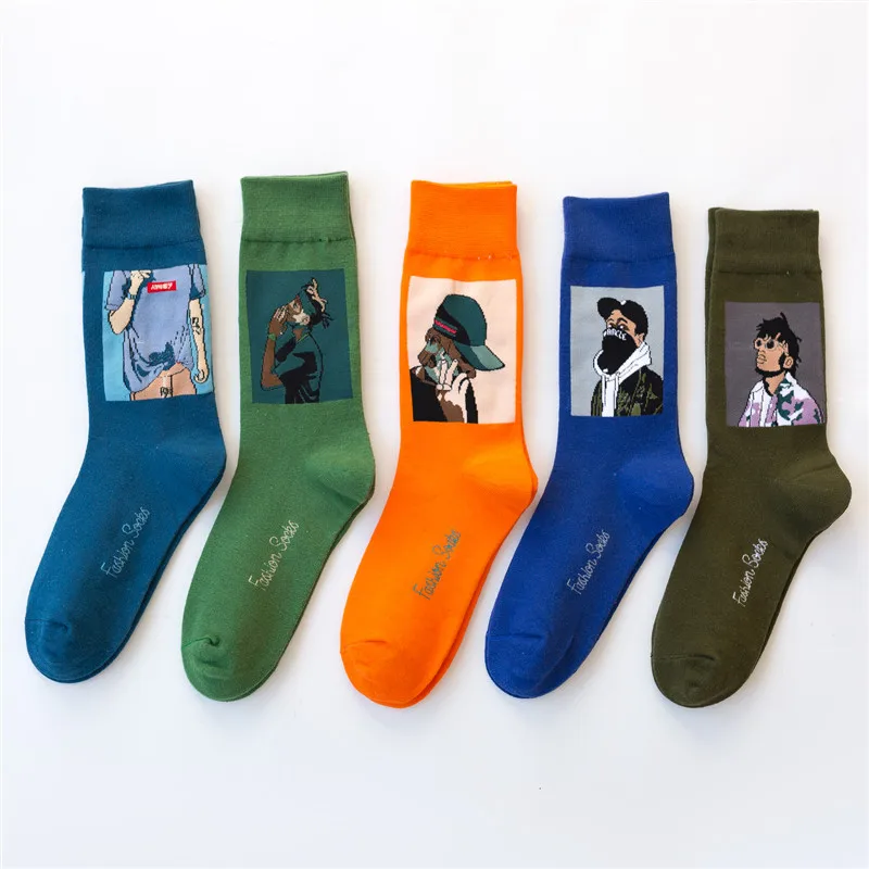 

Custom Fashion Men's Street Hip-hop Design Socks 100% Cotton Happy Jacquard Socks