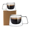 Wholesale BPA Free Double Wall Insulated Borosilicate Glass Coffee Mug Cups, Custom Reusable Travel Coffee Tea Sets With Handle