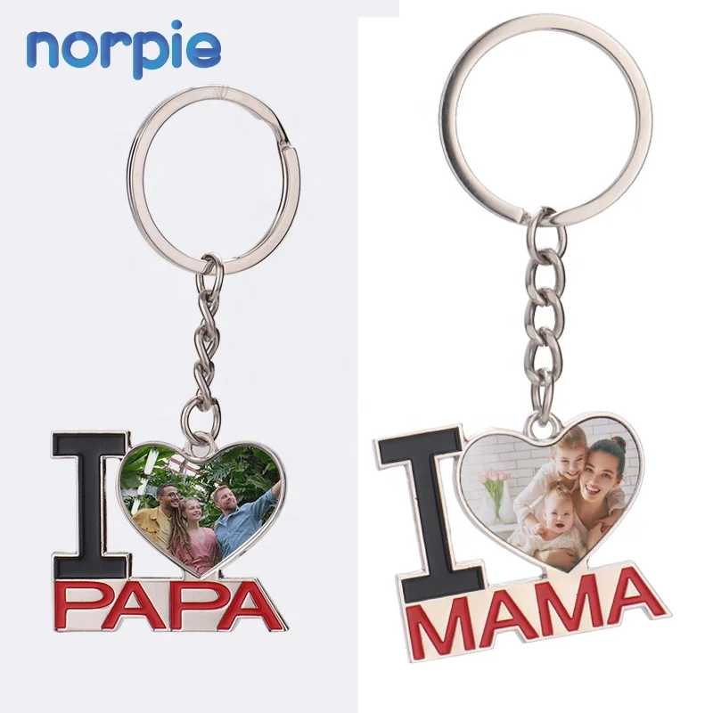 

Custom Metal I LOVE PAPA MAMA keychain Sublimation Blank Metal Keychain