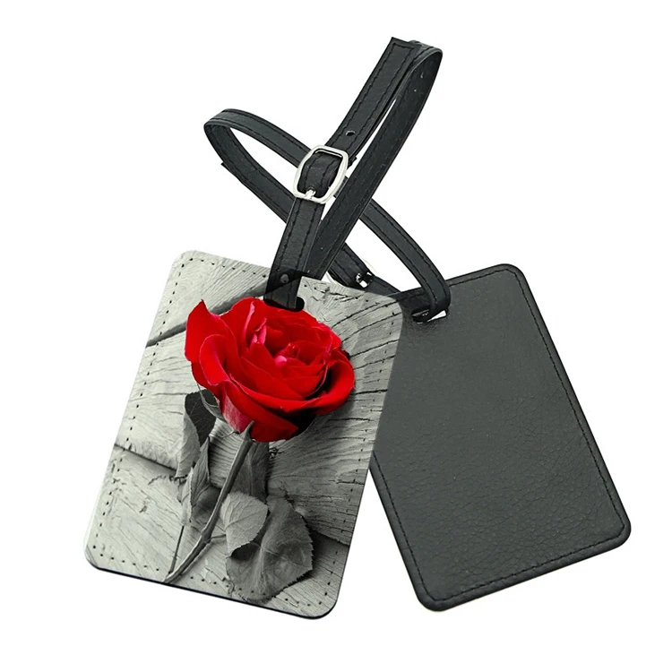 

Wholesale High Quality Dye Sublimation Blank Leather Luggage Tag for Custom printing, Black/white