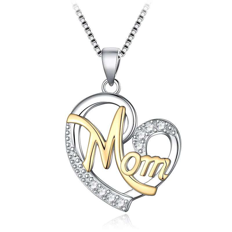 

mother's day 2021 mother gift 925 sterling silver mom heart pendant mothers day necklace, Gold plated