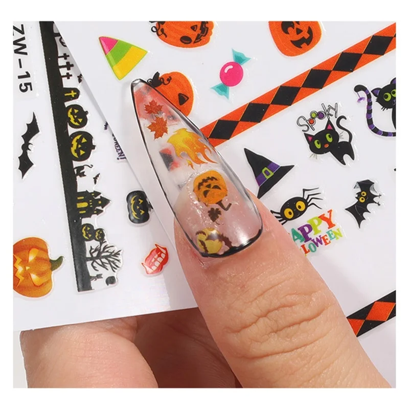 

Lidan 2021 New Halloween Series Stickers Pumpkin Skull Specter Flame Bat Spider Web Patch Stickers That Can Be Directly Pasted, Colorful