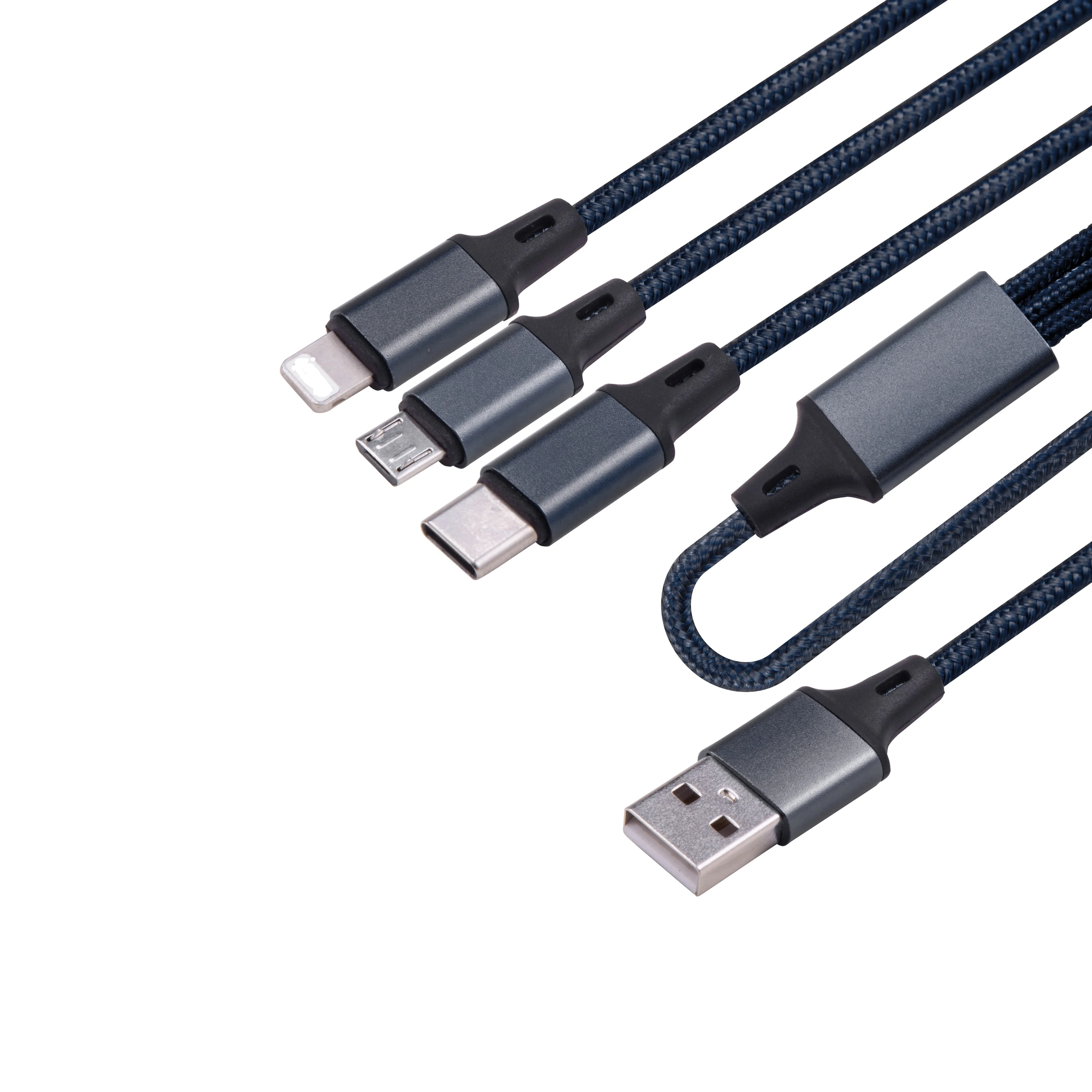 
3 in 1 cable quick charger 3a phone charger cable fast multi usb charging cable 