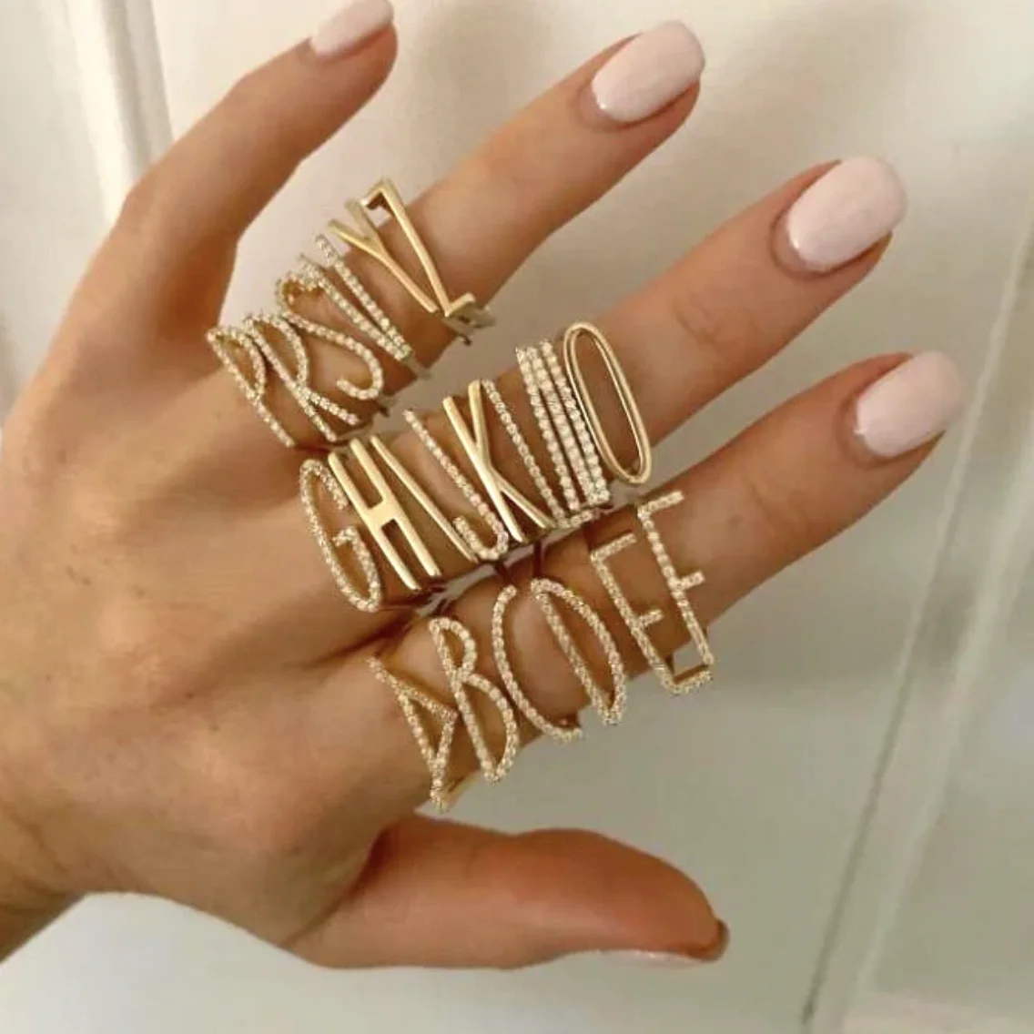 

Wholesale Popular Design 26 Initial Letter Stainless Steel Adjustable Rings
