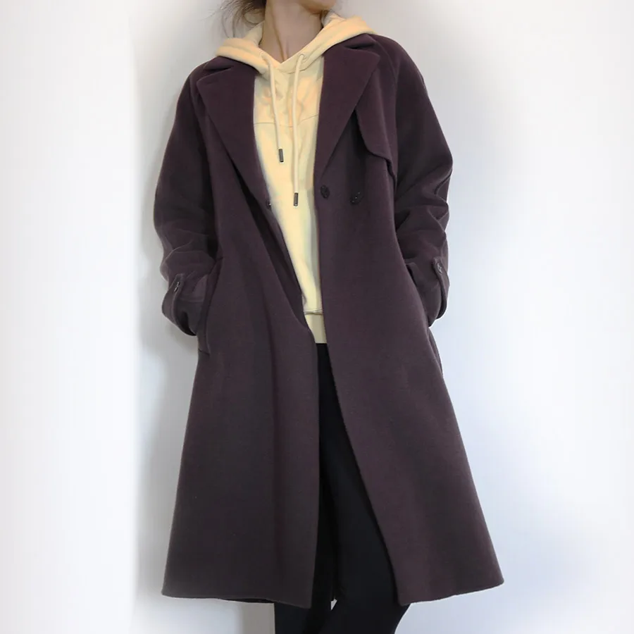 

2021 Handmade Thicken Factory Custom Wool Long Winter Coat OEM ODM MTM Woolen Plus Size Women'S Coats, Dark purple or custom color