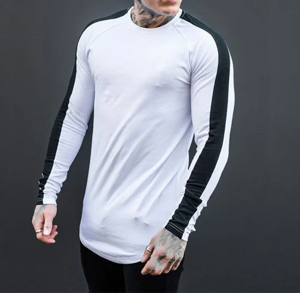 

Wholesale pure color fitness t-shirt men's long cotton breathable sports long-sleeved shirt, 6 colors