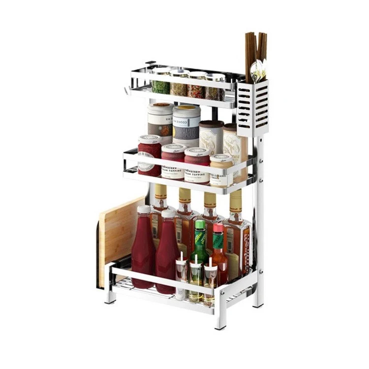 
High quality 304 stainless steel kitchen rack multifunctional seasoning rack kitchen supplies storage rack 