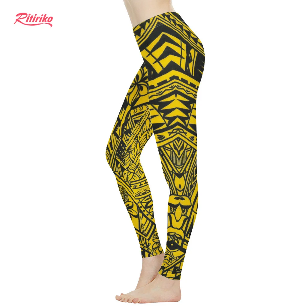 

2021 Summer Polynesian Tribal Hawaiian Palm Hibiscus Ruched Scrunch Butt Lifting High Waist Leggings Yoga Pants