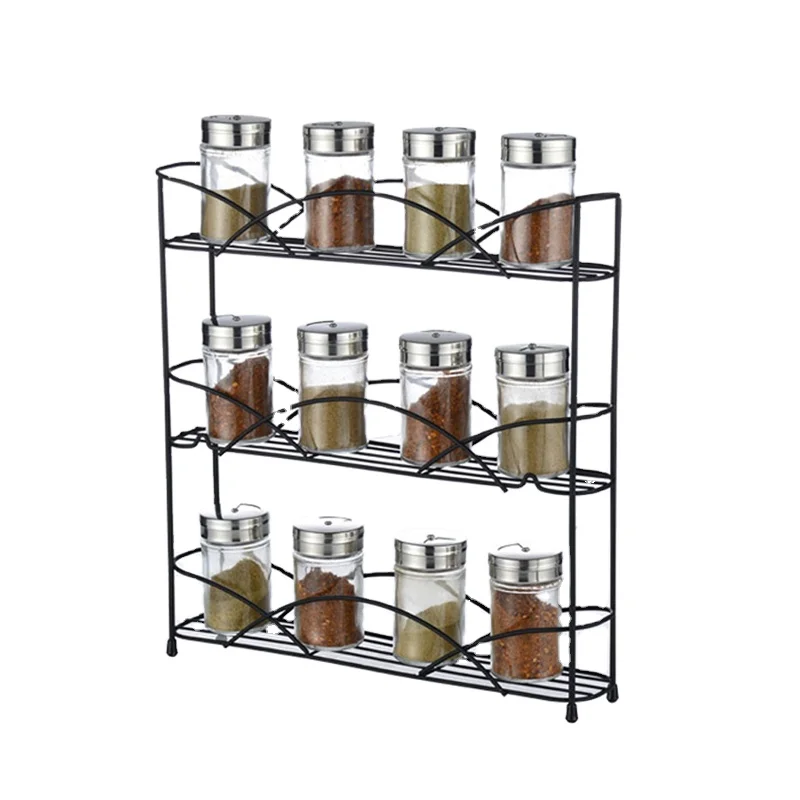 

Wholesale Kitchen Organizer Storage Shelf Adjustable Metal 3 Tier Spice Rack, Black