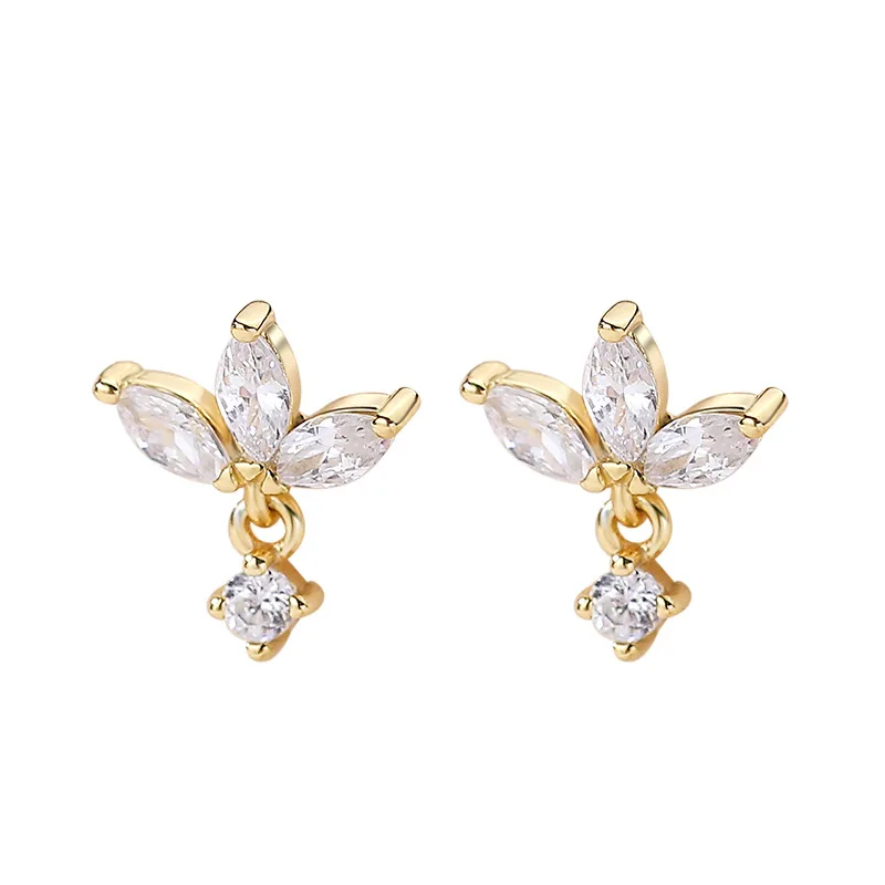

alibaba-online-shopping cz earrings dangle 925 silver gold plated Zircon Marquise flower shape earrings stud jewelry
