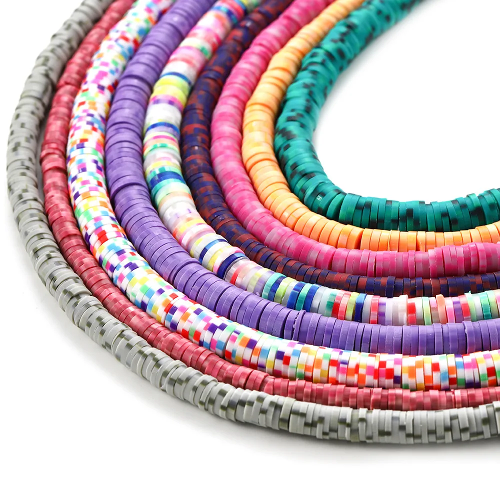 

Wholesale 3mm 4mm 5mm 6mm Chip Disk Loose Spacer Beads Pockmark Polymer Clay Vinyl Heishi Beads, Various colors