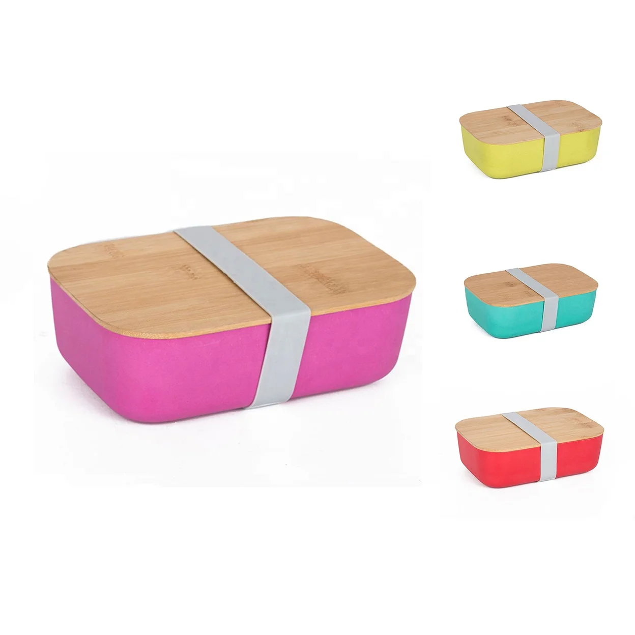 

New Design Biodegradable Bread Bamboo Fiber Bento Stainless Steel Lunch Box Bento Bamboo Lid Food Container