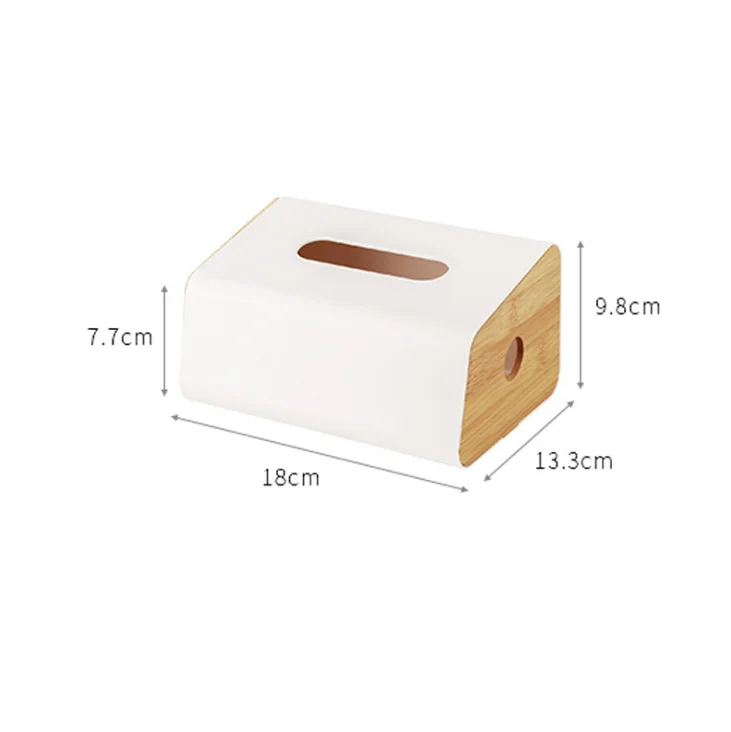

Rectangle Tissue Box with Bamboo Cover Hotel Restaurant Nightclub Napkin Box High Grade Plastic European Style Bamboo Paper Case, Customized color