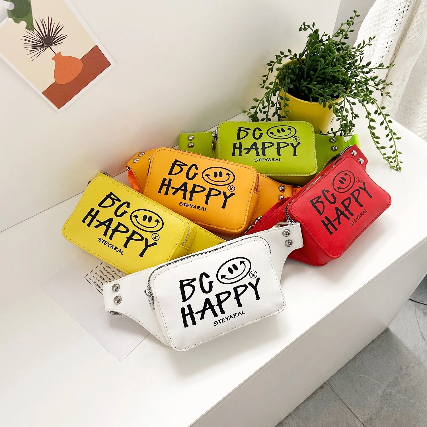 

Mini coin purse pu leather shoulder chest sling bag custom kids waist bag