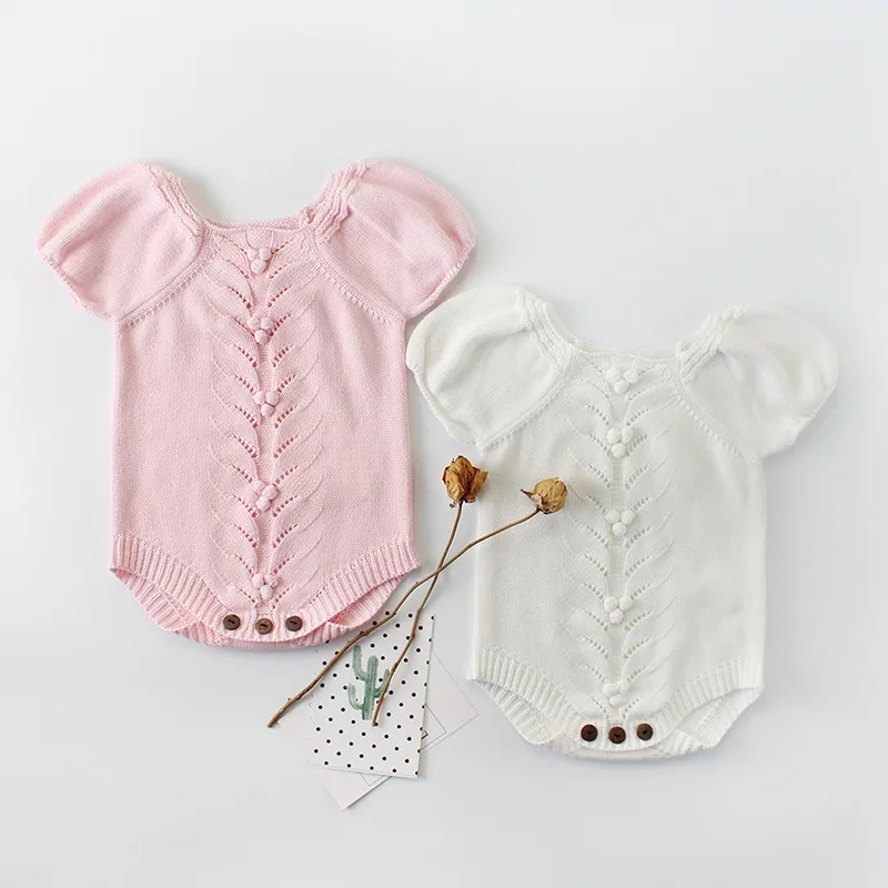 

Ins baby girls romper hubble-bubble sleeve baby infant knitting wool Siamese clothing bag used for travel fart ah climb clothes