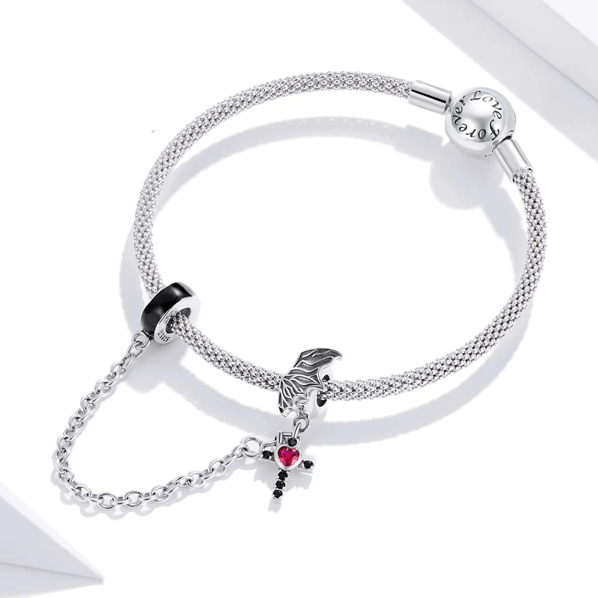 

SCC1781 Factory Supply 925 Sterling Silver winged cross jewerly bracelet making charm