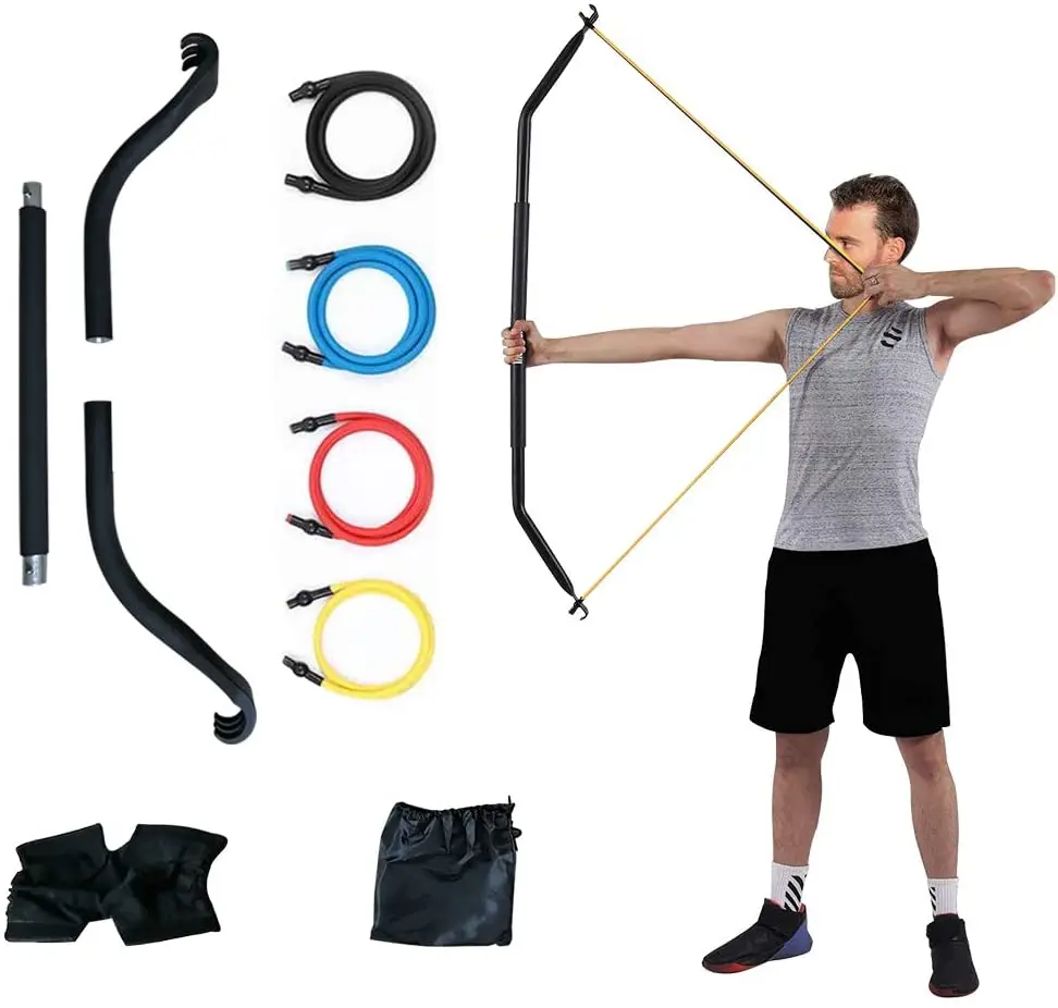 

Workout Bow Portable Home Gym Fitness Equipment Resistance Bands and Bar System