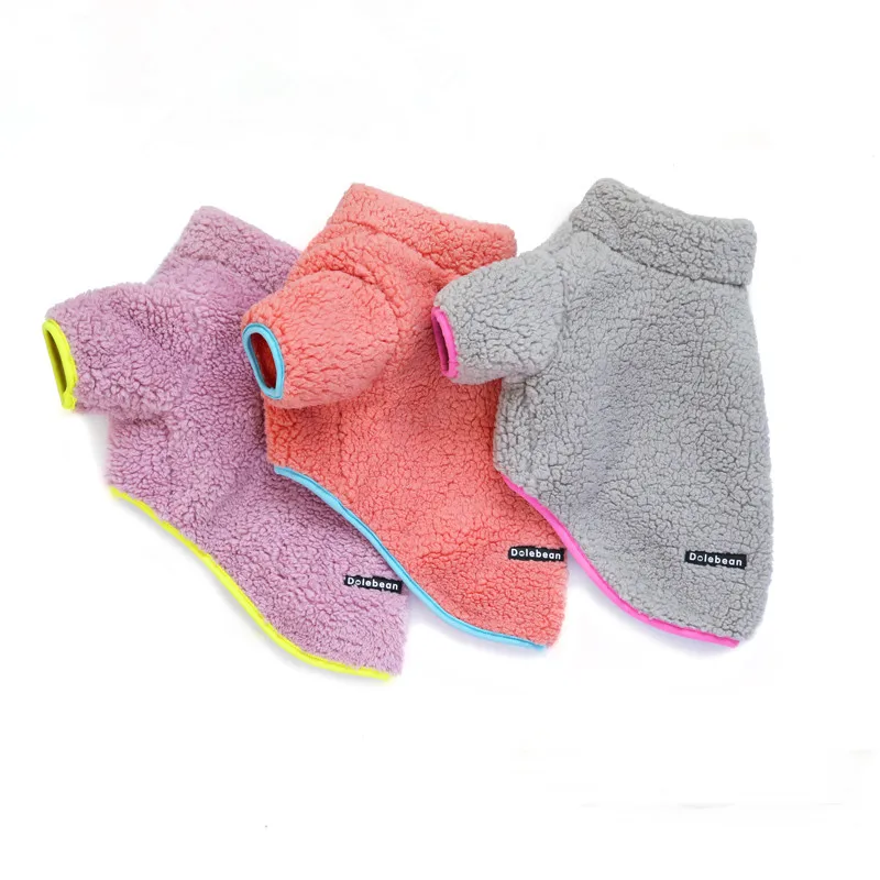 

OEM Customized Pet Clothes Factory Wholesale Soft Flannel Dog Sweater Fashion Zipper Pet Coats Dogs Clothing For Winter, Grey pink khaki