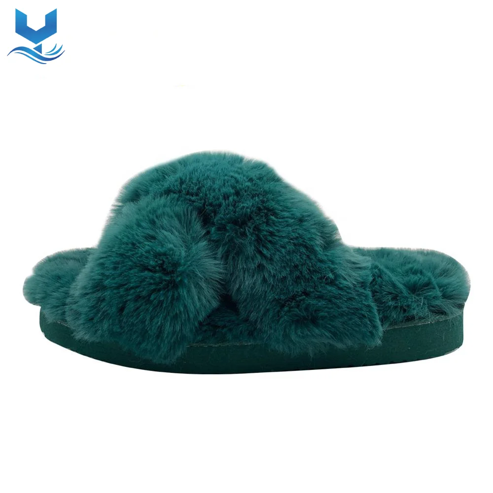 

Luxury Furry Fluffy House Slipper Women Indoor Warm Shoes New Designer Flat Custom Furry Slides, Customized color