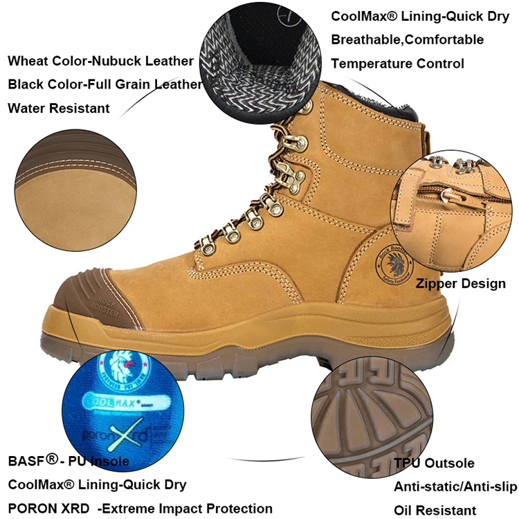 Rockrooster-botas Con Punta De Acero Para Hombre,Zapatos De Seguridad