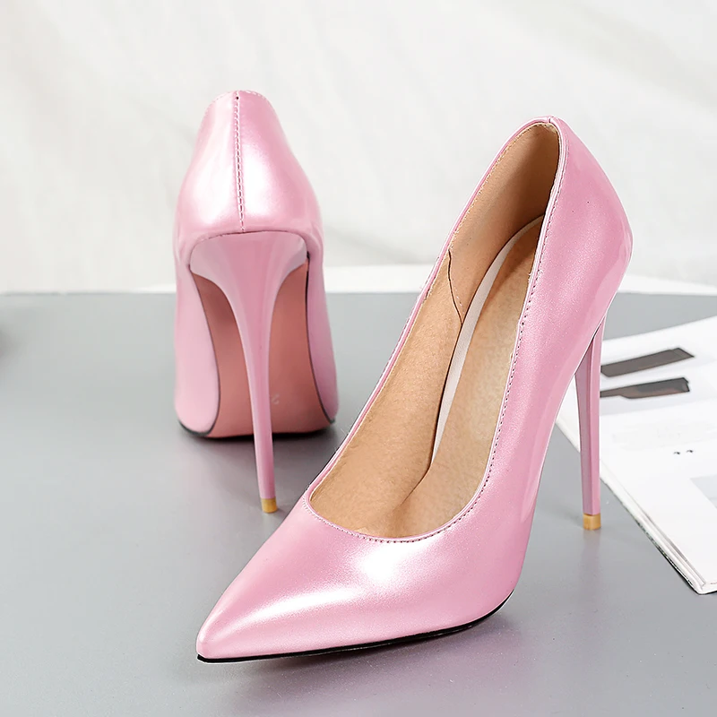 

Shocking Pink Patent Leather Wedding Party Office Women Shoes Pumps Ladies High Heels, Red,black,nude,rose