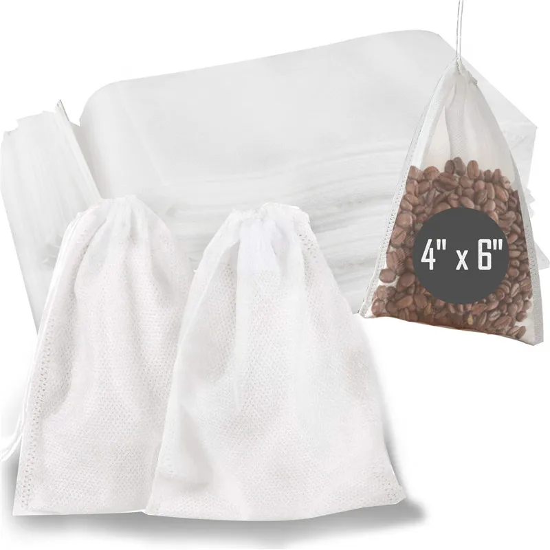 

4inX 6in organic No Mess Cold Brew Coffee Filters Disposable muslin Mesh Brewing steep Bags with Tea Filter Bags for Cold Brew C