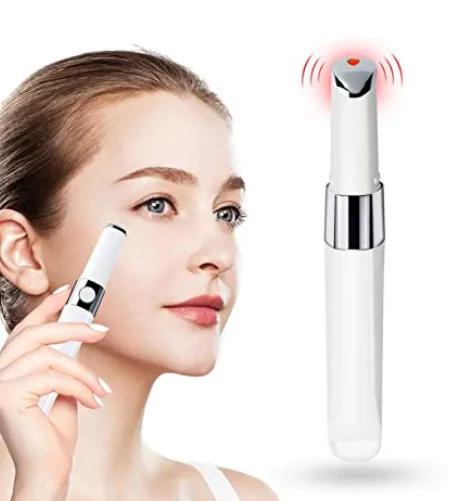 

USB RechargeableSonic Vibration Eyes Facial Massager Wand with Heat for Dark Circles Puffiness and Eye Fatigue Eye Massager, White