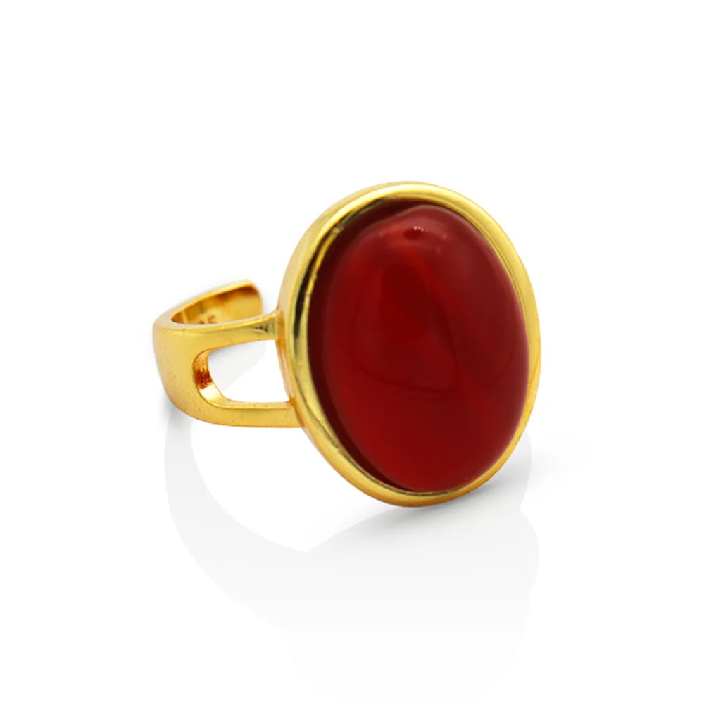 

Chris April 925 sterling silver 18k gold plated manmade red agate stone gemstone rings