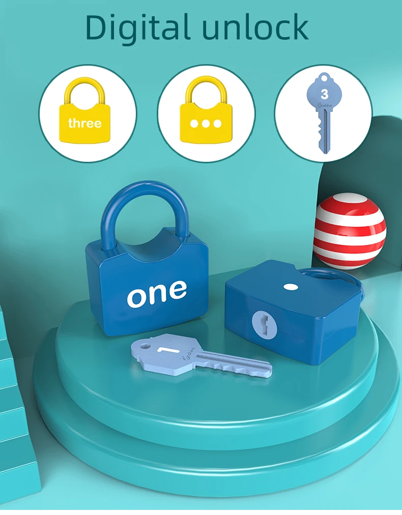 Children Montessori Alphabet Number Learning Locks toys alphanumeric unlock teaching aids educational toys for kids