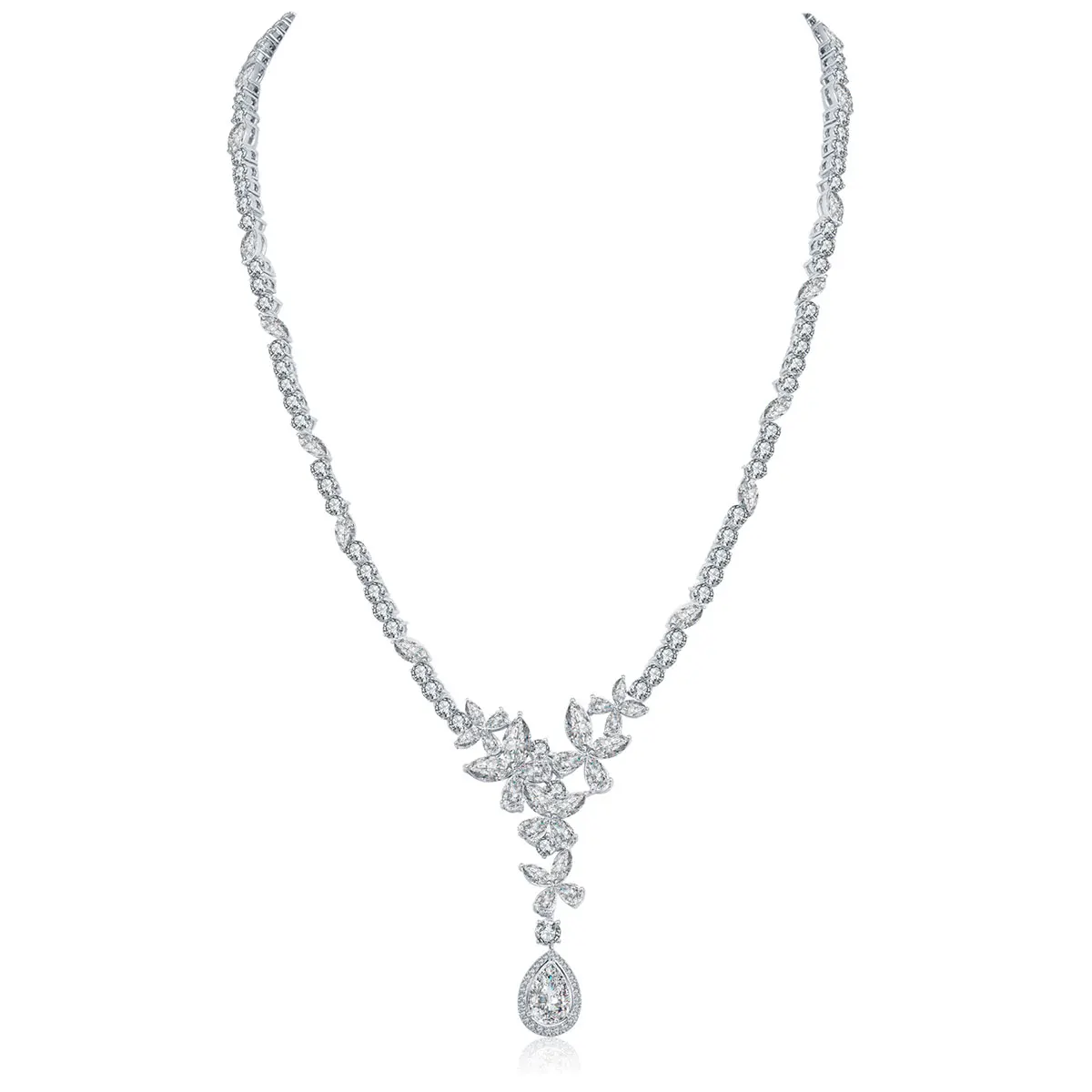 

Anster original design pear shape luxury necklace for lady prom, White