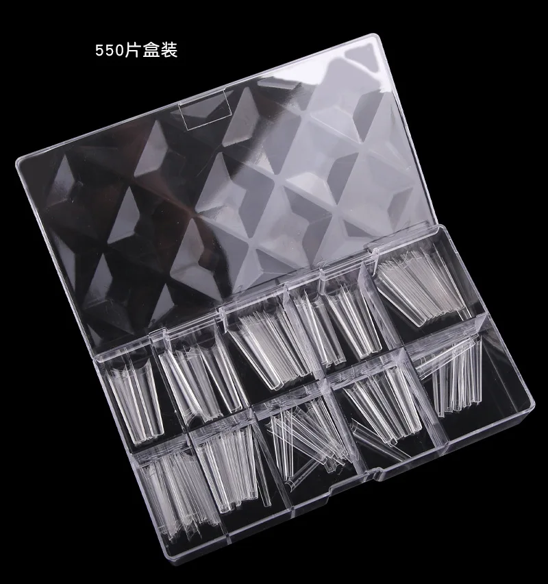 

500 pcs Xxl Coffin Nail Tips No C Curve New Cheap Price Tapered Square Xxl Coffin Nail Tips No C Curve, Clear