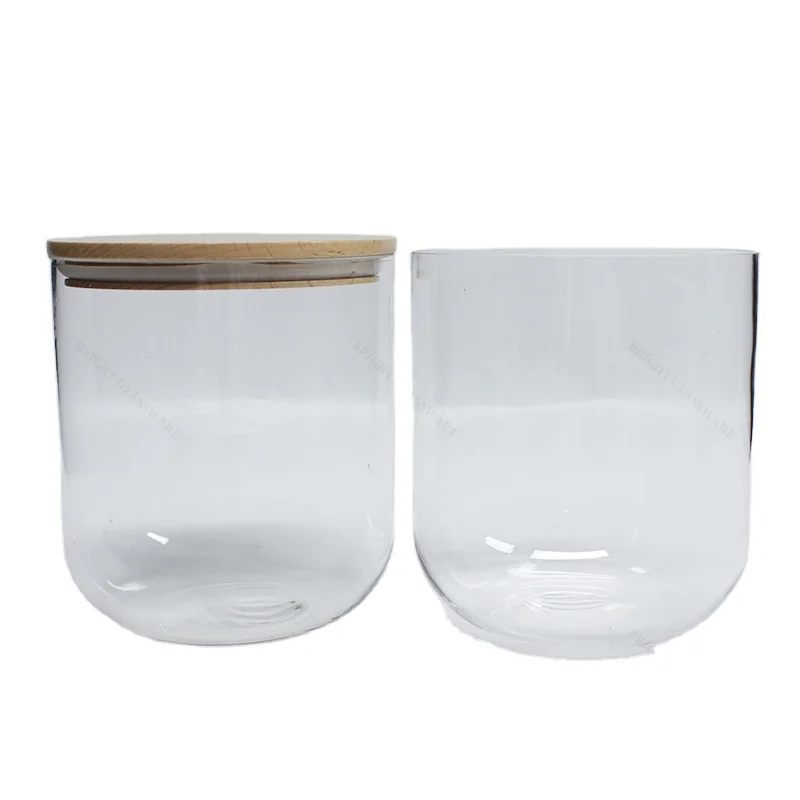 1.2L 2.4L Large Glass Candle Jar in Stock Factory Made Glass Empty Vessel Clear Rounded Bottom Glass