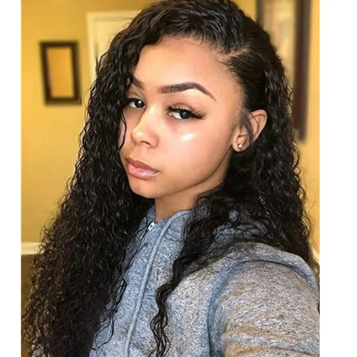 

diva1 150%density Hd full transparent Lace Front Wig Pre Plucked Brazilian deep wave Wig curly 360 lace frontal wig for sale