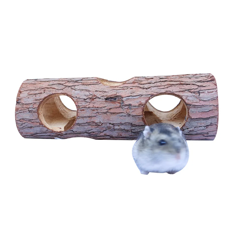 

Natural Forest Hollow Tree Trunk Wooden Hamster Mouse Tunnel Tube Interative Toy, As picture