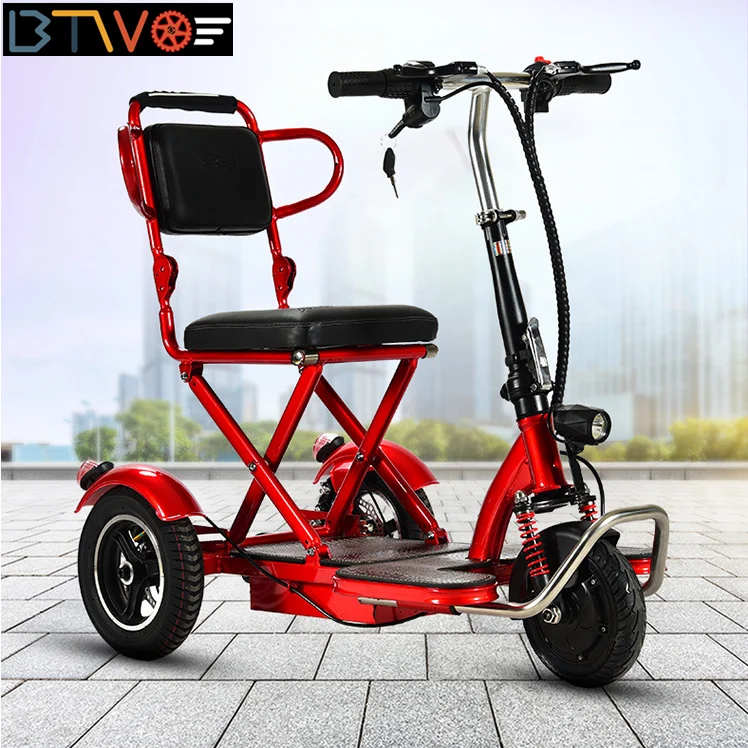 

Chinese Factory 3 Wheel Lithium Battery Disc Brake Safer Folding Electric Mobility Scooter For Old And Disabled Person, Red/ black/ blue
