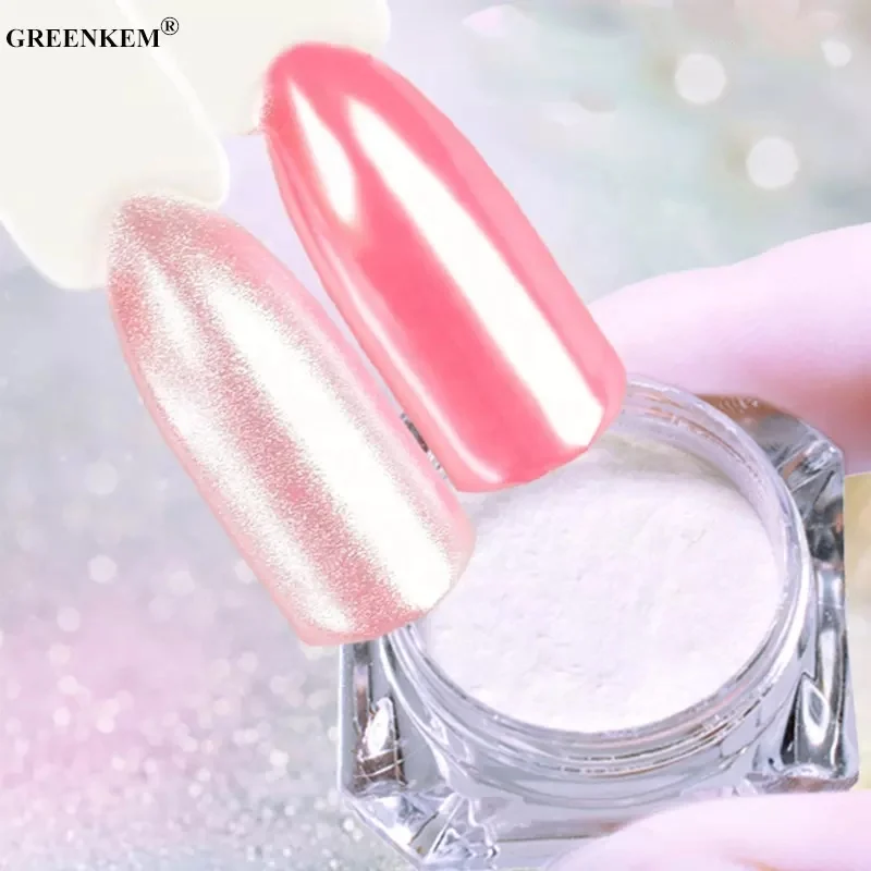 

GREENKEM Nail Enhancement Acrylic Pearl Aurora Powder Diamond Magic Color White Shell Mirror Powder Nail Powder