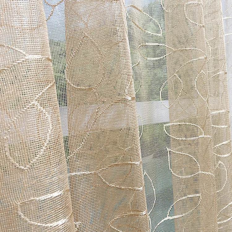 

Custom living room window brown plain jacquard voile warp polyester knit lace turkish sheer fabric
