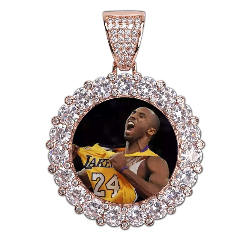 

Custom Iced Out Gigi Kobe Bryant Memory Photo Frame Necklace Picture, Silver,gold,rose