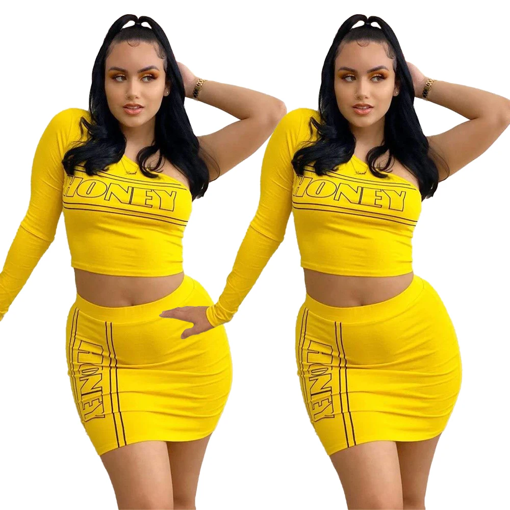 

2021 European and American fashion trend solid color printing two piece suit