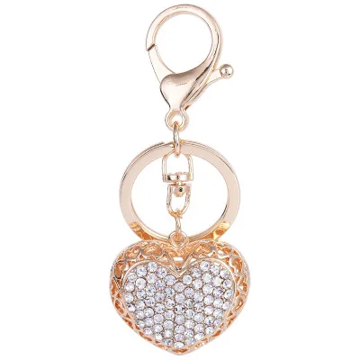 

New fashion love alloy exquisite keychain DIY full diamond girl bag decoration car pendant pendant wholesale