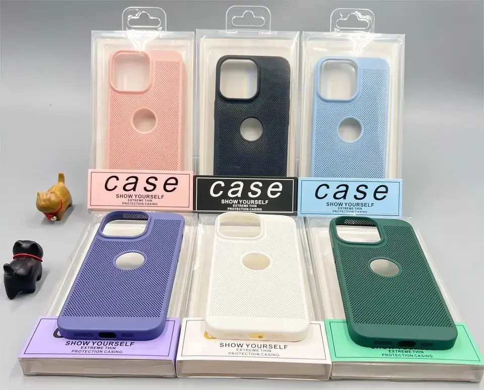 

Summer Breathable Mesh Heat Dissipation Camera Hard Pc Net phone Case For Iphone 14 pro max 15 plus 13 12