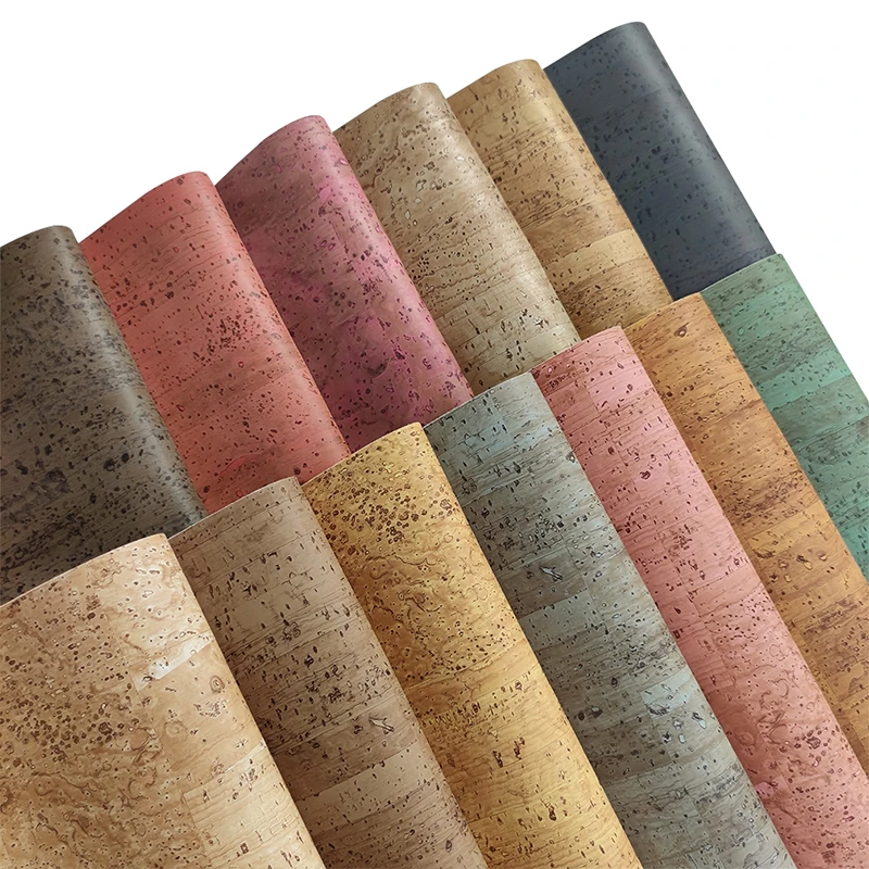Glossy Vivid Vintage Cork Leather Portugal Leather Velvet Backing for Making Yoga Mat Notebook Cover Accessories
